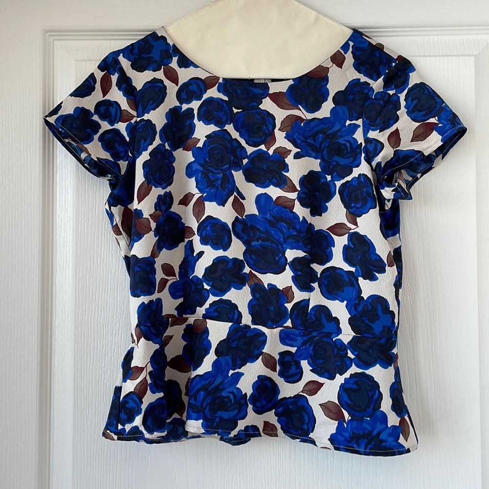 Ann Taylor Royal Blue Floral Top